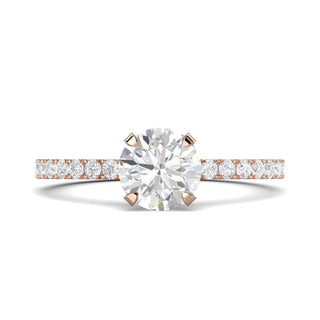 1.03ct Round F- VS1 Lab Grown Diamond Pave Engagement Ring