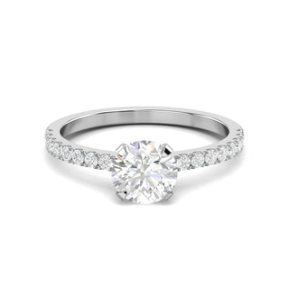 1.03ct Round F- VS1 Lab Grown Diamond Pave Engagement Ring