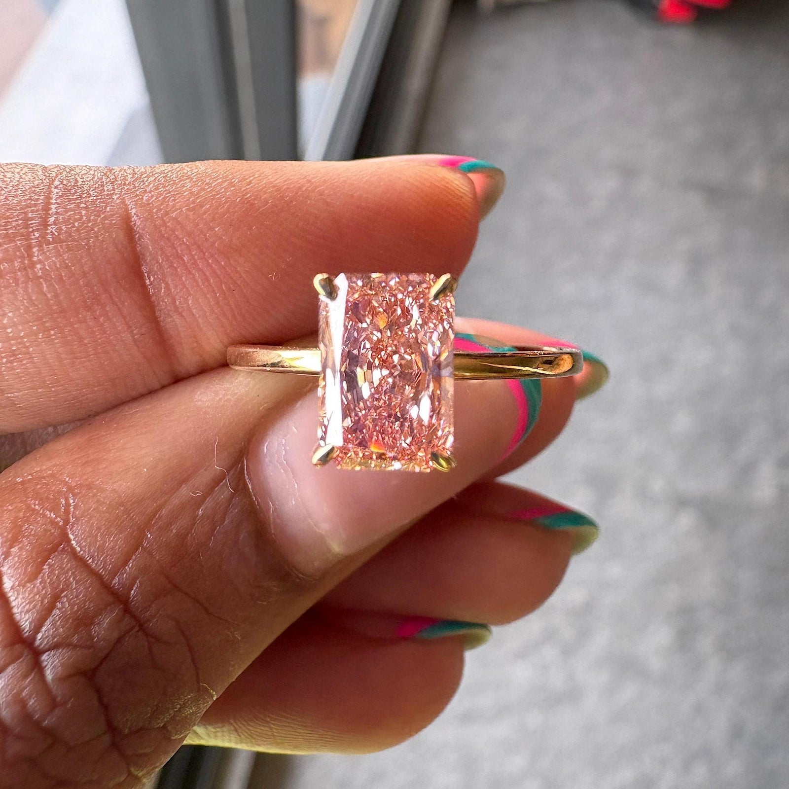 1.50 Carat Pink Diamond RingPink Radiant Cut Lab DiamondPink Diamond Solitaire Ring1.50CT Radiant Engagement RingPink Lab Grown Diamond Ring1.5 Carat Pink Radiant DiamondRadiant Cut Pink Solitaire1.50CT Pink Lab Diamond JewelryLab Created Pink Diamond Solitaire