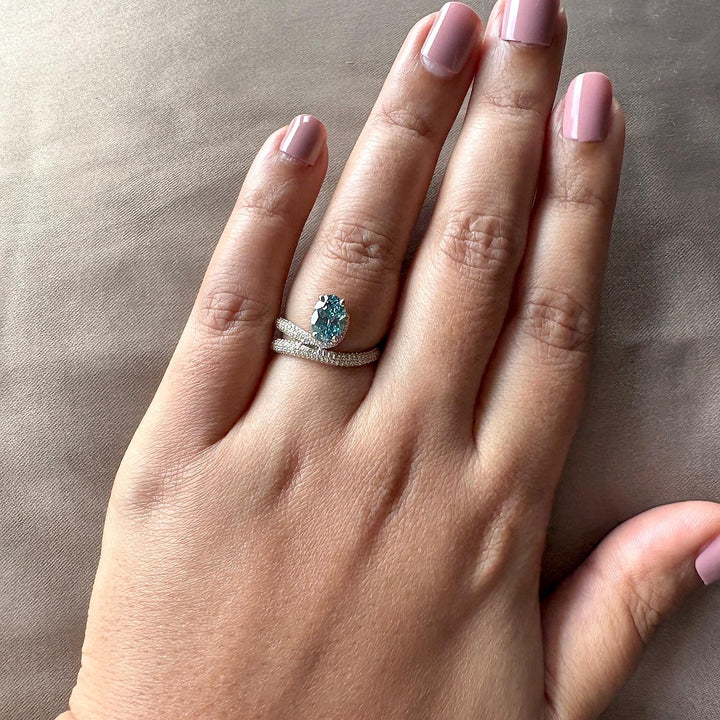 1.50ct oval shape, 18k white gold blue diamond, platinum oval halo, vvs blue lab diamond, fancy vivid blue, pave encrusted band, oval cut with hidden details, conflict-free blue diamond, blue anniversary ring, oval halo pave setting.