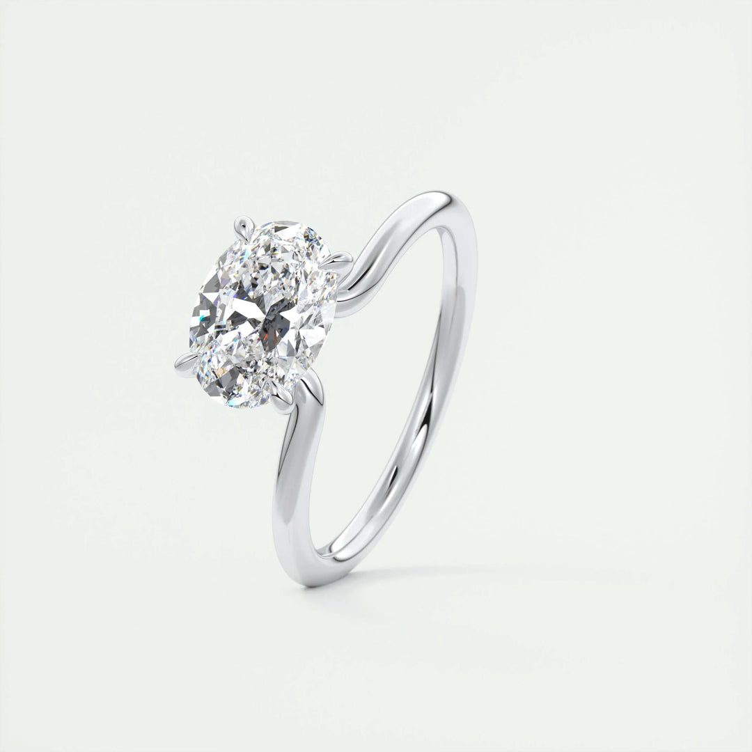 1.5ct East West Oval F- VS1 Lab Grown Diamond Solitaire Engagement Ring