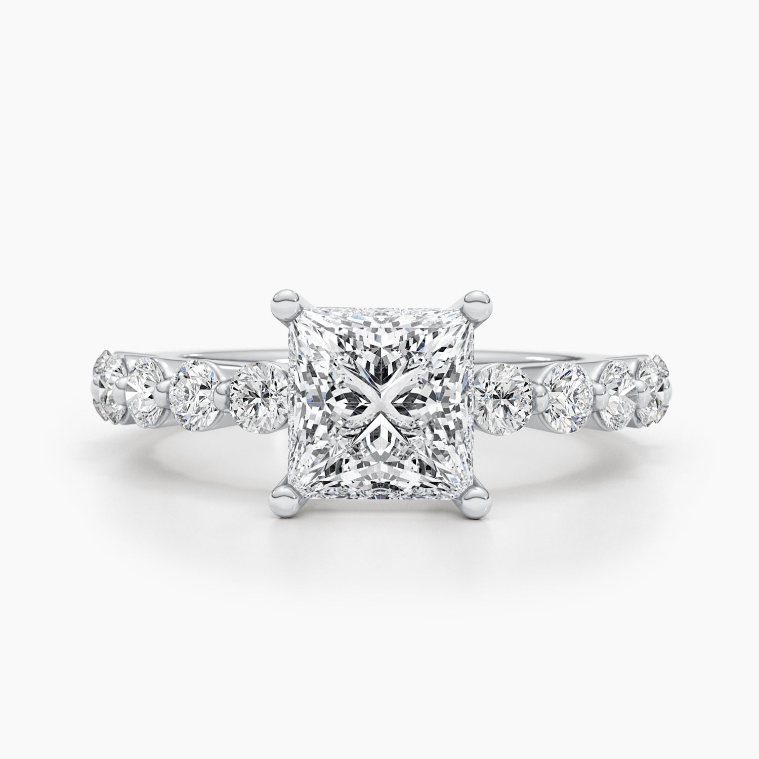 1.5ct Princess Cut F- VS Lab Grown Diamond Pave Engagement Ring
