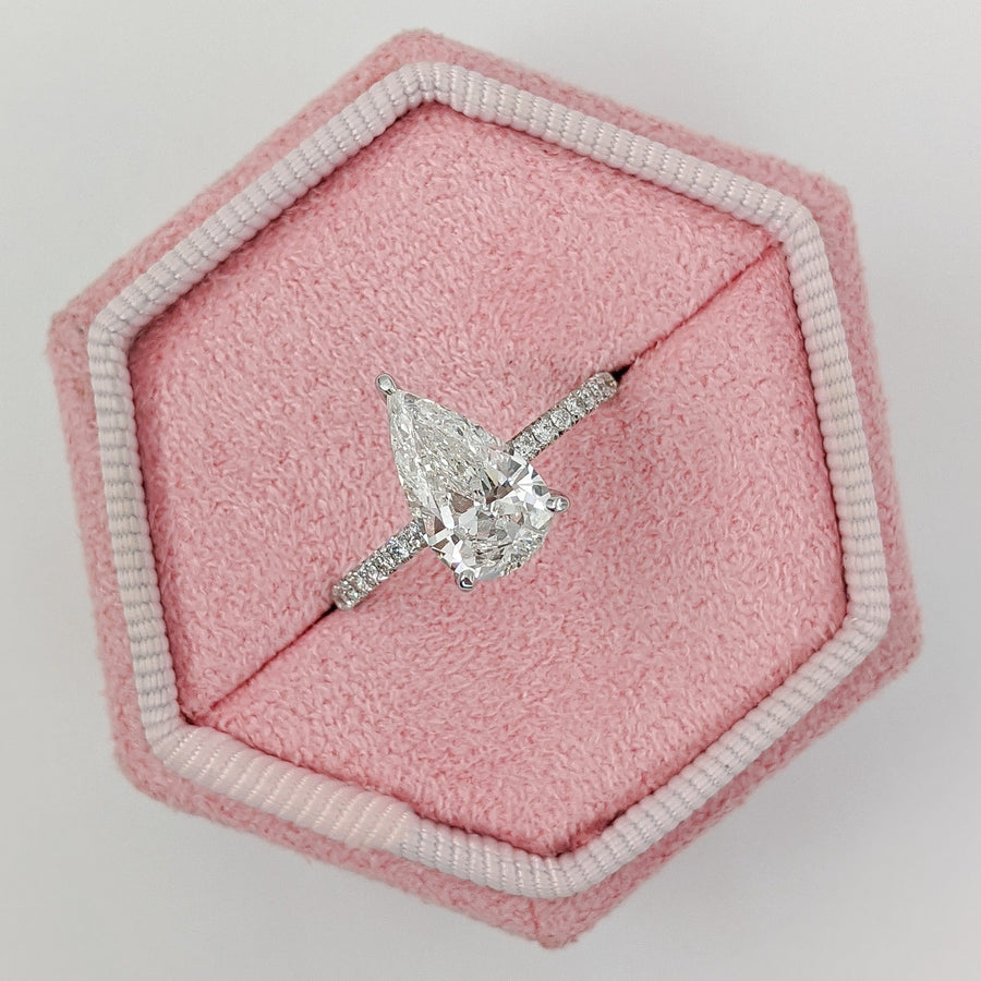 1.7ct Pear G-VS2 Lag Grown Diamond Pave Engagement Ring