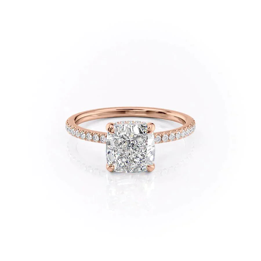 3.0CT Cushion Lab Grown F/VVS2 Diamond Hidden Halo Engagement Ring