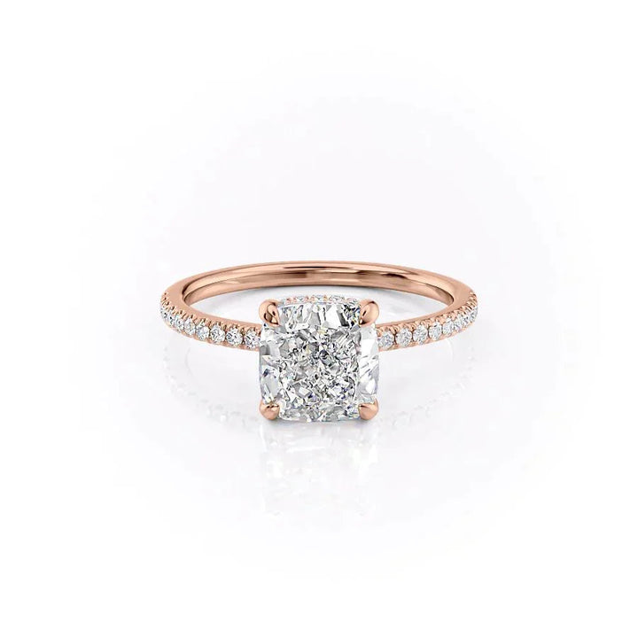 3.0CT Cushion Lab Grown F/VVS2 Diamond Hidden Halo Engagement Ring