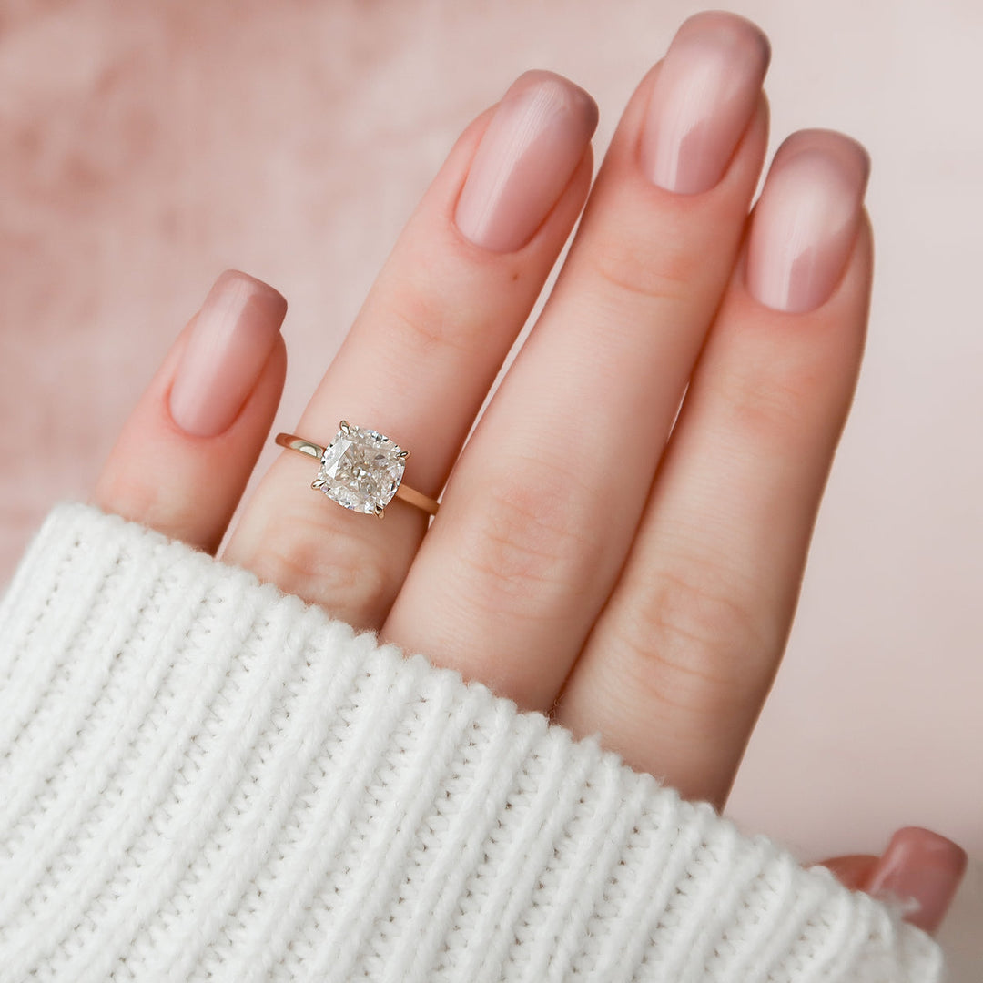 3.0CT Cushion Lab Grown F/VVS2 Diamond Hidden Halo Engagement Ring
