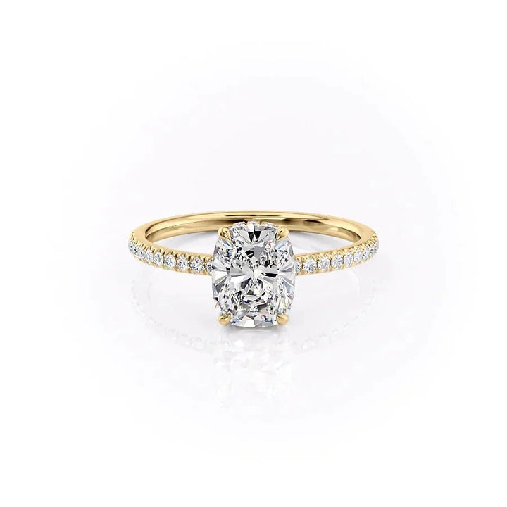 1.50CT Elongated Cushion Lab Grown F/VVS2 Diamond Hidden Halo Engagement Ring