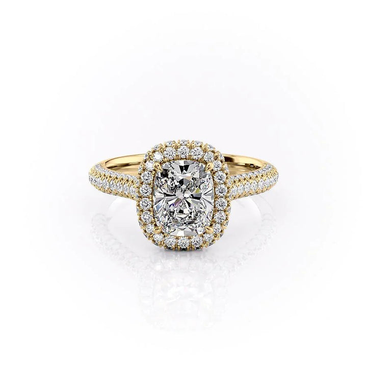 1.50CT Cushion Lab Grown F/VS2 Diamond Double Halo Engagement Ring