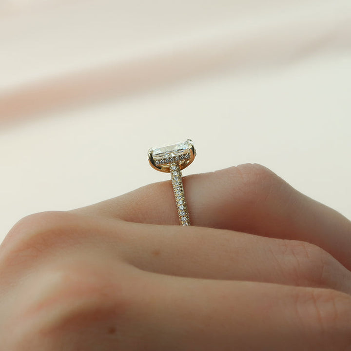 2.50CT Cushion Lab Grown F/VS1 Diamond Three Side Pave Engagement Ring