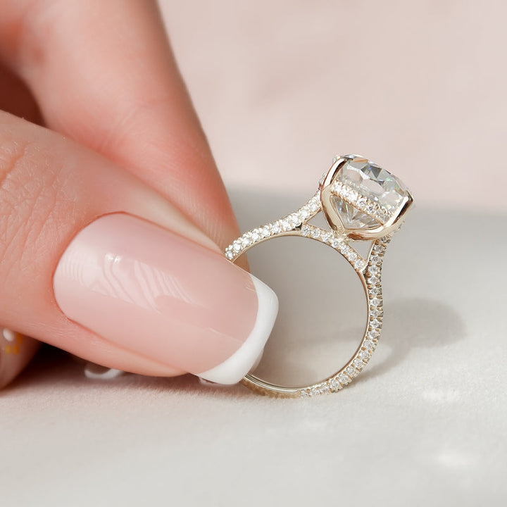 2.0CT Oval Lab Grown F/VS2 Diamond Micro Pave Engagement Ring