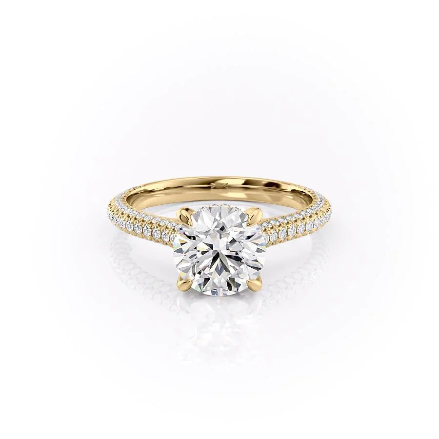 2.0CT Round Lab Grown E/VS1 Diamond Three Side Pave Engagement Ring