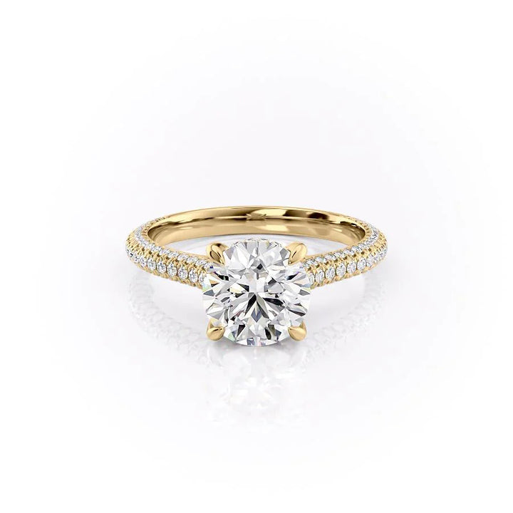 2.0CT Round Lab Grown E/VS1 Diamond Three Side Pave Engagement Ring