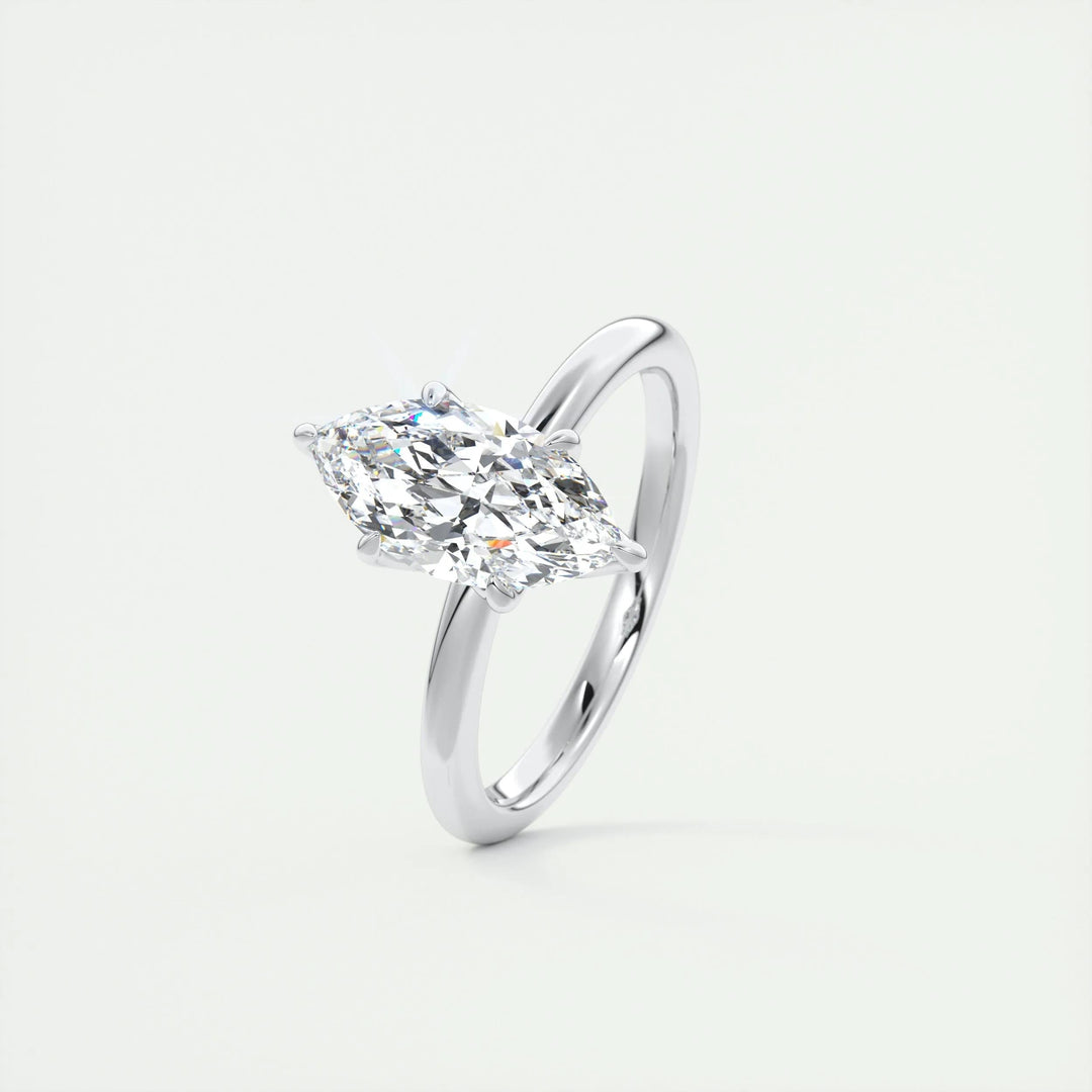 1.5ct Marquise Shaped F- VS1 Diamond Solitaire Engagement Ring