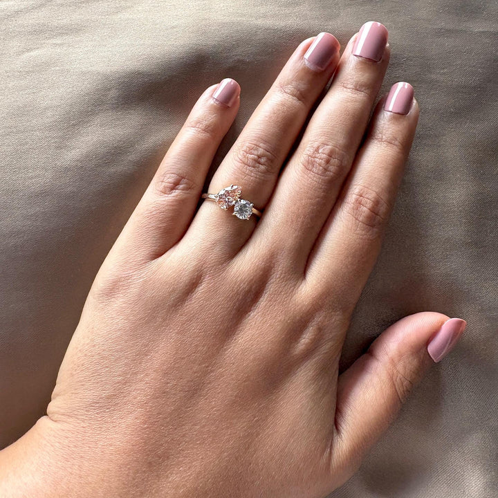 Unique Pink Pear and Round RingPink Lab Diamond You & Me RingIGI Certified Pink Toi et Moi Ring