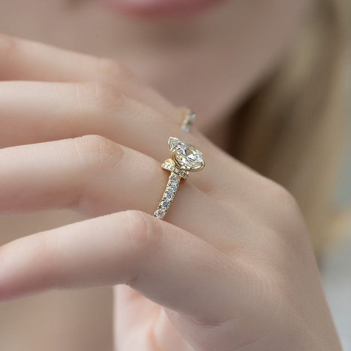 2.0CT Cushion Lab Grown F/VS2 Diamond Unique Hidden Halo Engagement Ring
