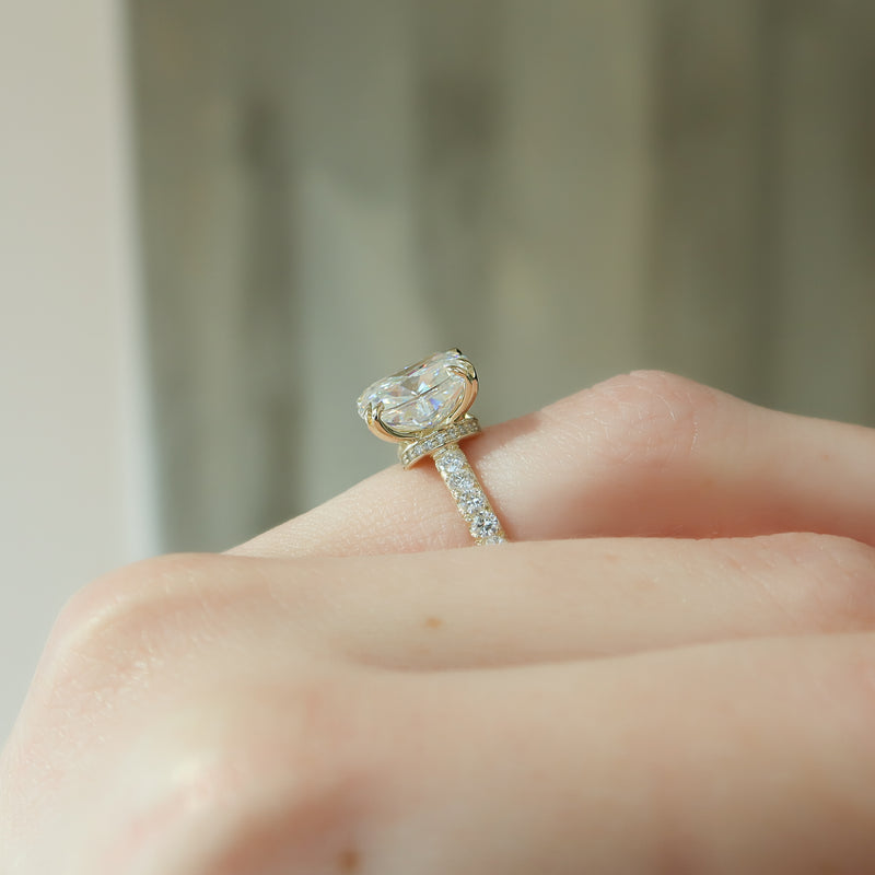 3.50CT Cushion Lab Grown E/VVS2 Diamond Hidden Halo Engagement Ring