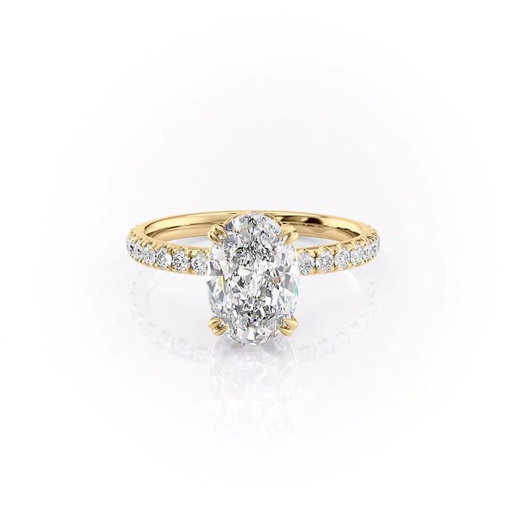 3.50CT Oval Lab Grown F/VVS1 Diamond Hidden Halo Engagement Ring
