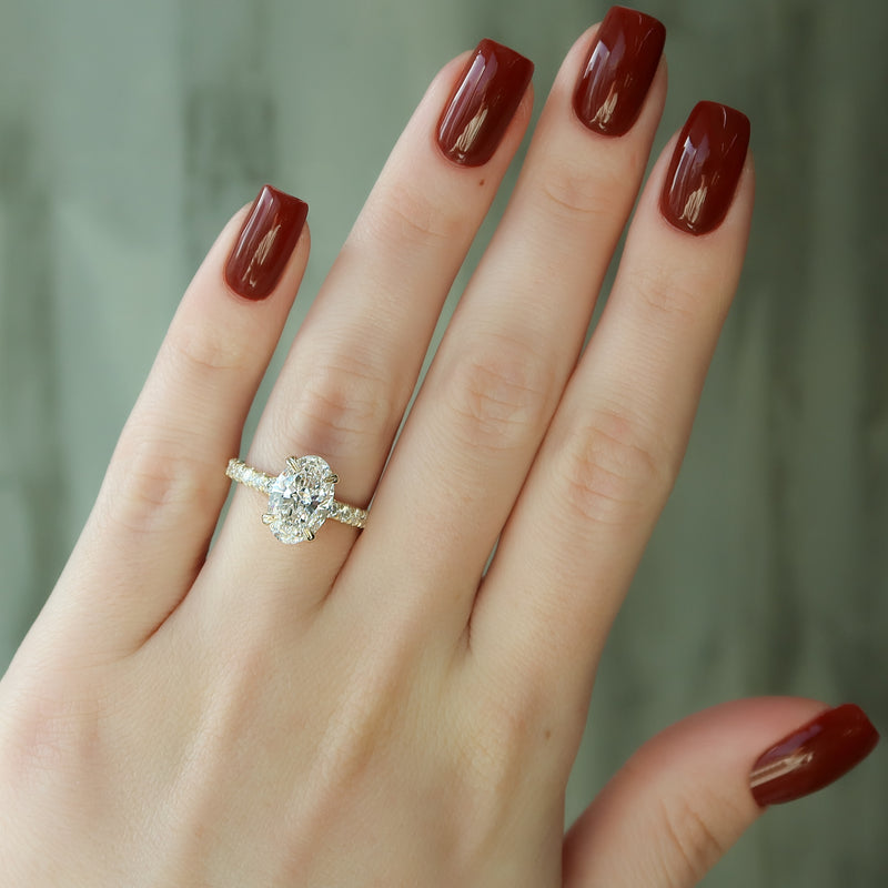 3.50CT Oval Lab Grown F/VVS1 Diamond Hidden Halo Engagement Ring