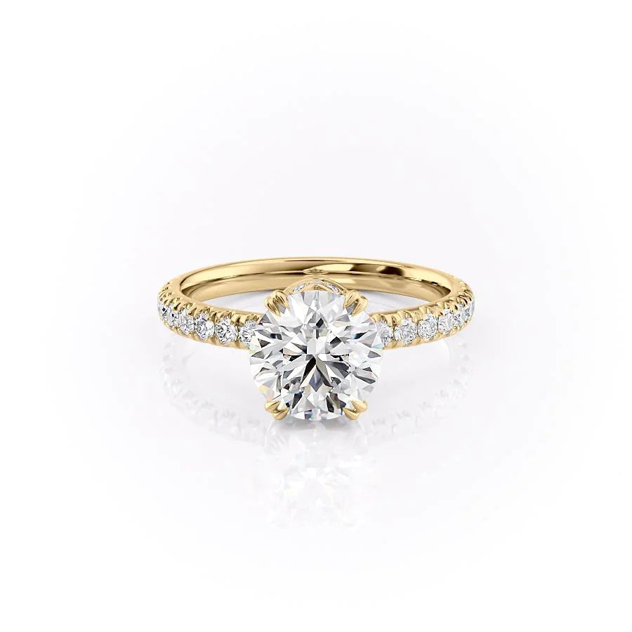 3.0CT Round Lab Grown F/VS1 Diamond Unique Hidden Halo Engagement Ring