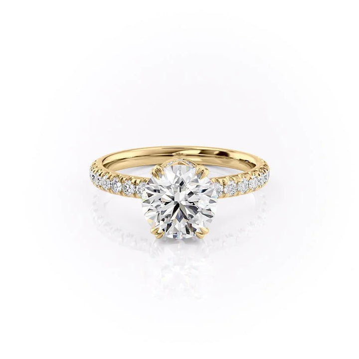 3.0CT Round Lab Grown F/VS1 Diamond Unique Hidden Halo Engagement Ring