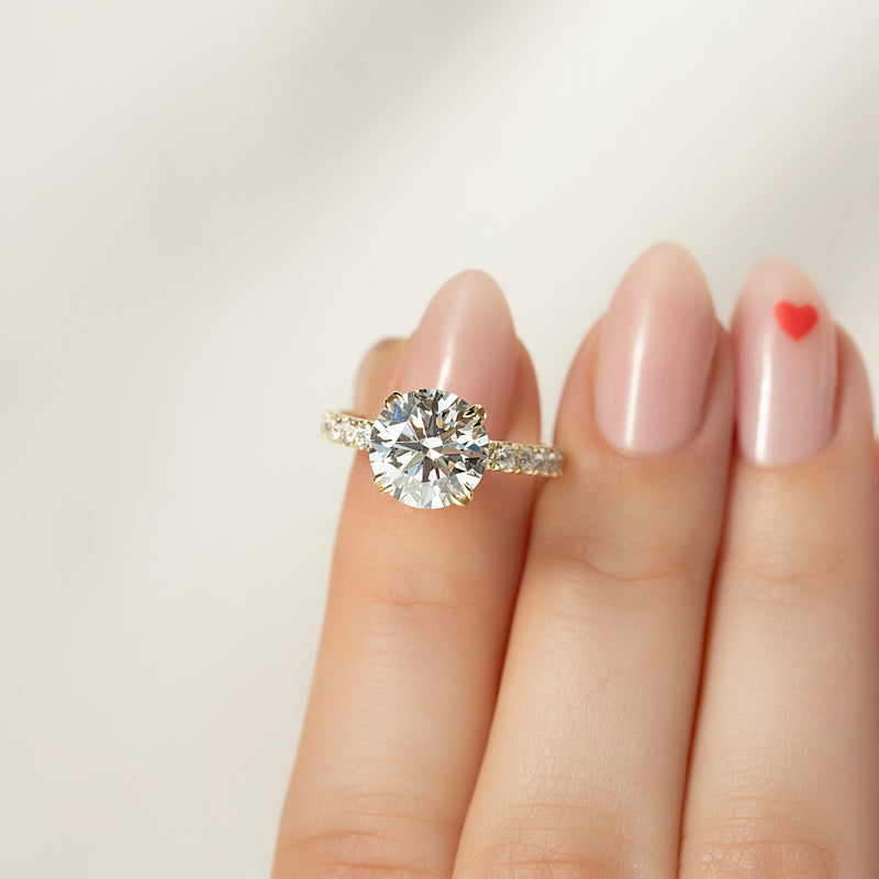 3.0CT Round Lab Grown F/VS1 Diamond Unique Hidden Halo Engagement Ring