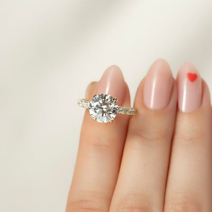3.0CT Round Lab Grown F/VS1 Diamond Unique Hidden Halo Engagement Ring