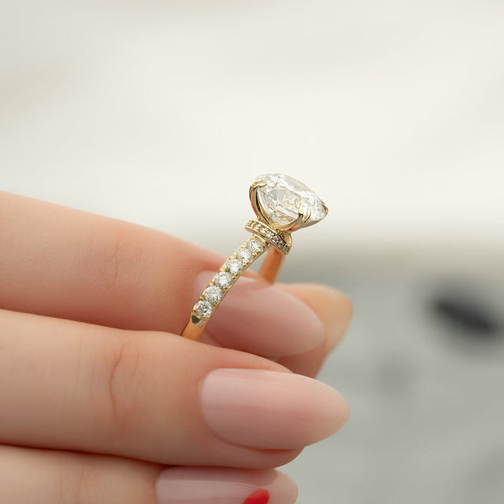 3.0CT Round Lab Grown F/VS1 Diamond Unique Hidden Halo Engagement Ring