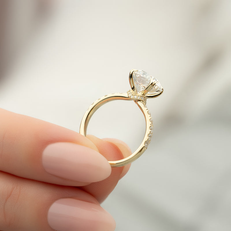 3.0CT Round Lab Grown F/VS1 Diamond Unique Hidden Halo Engagement Ring