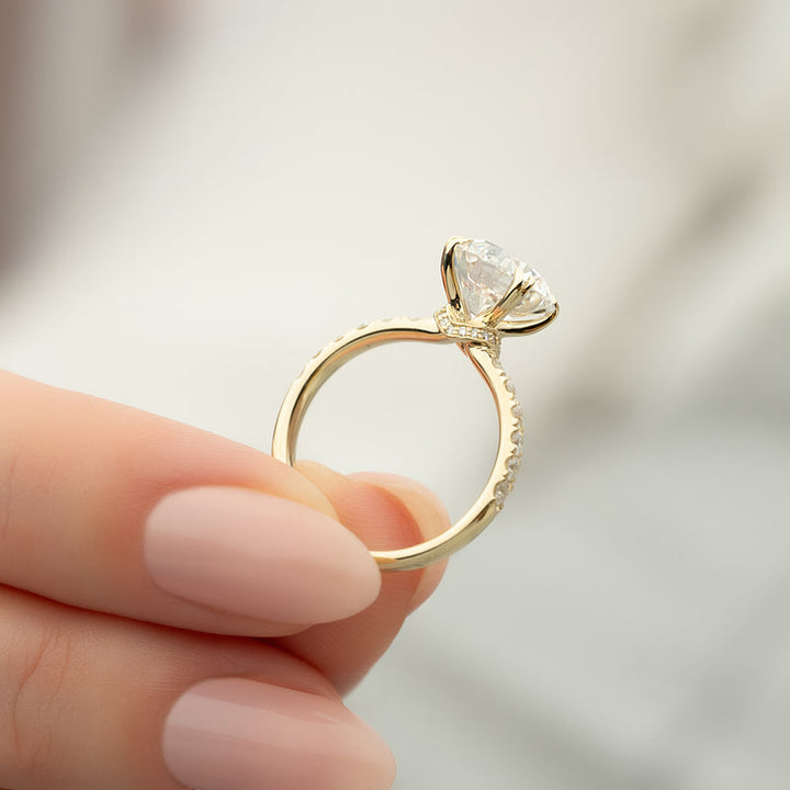 3.0CT Round Lab Grown F/VS1 Diamond Unique Hidden Halo Engagement Ring