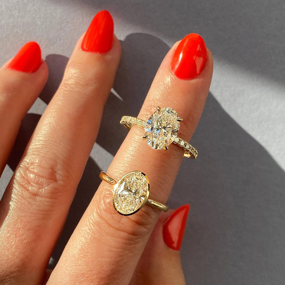 1.5ct Oval F- VS1 Diamond Pave Engagement Ring