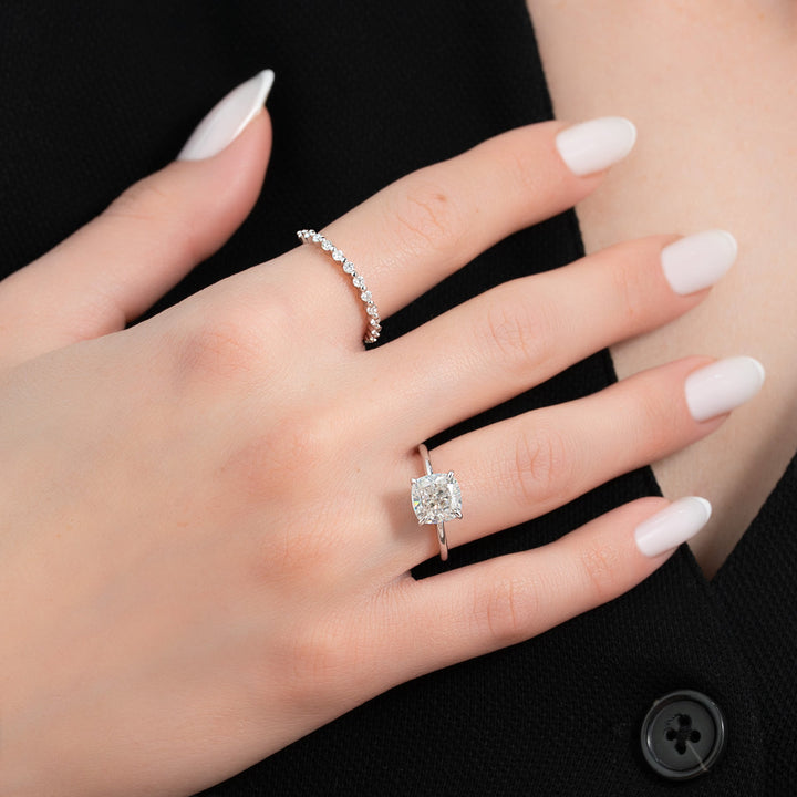 2.0CT Cushion Lab Grown F/VS2 Diamond Solitaire Engagement Ring