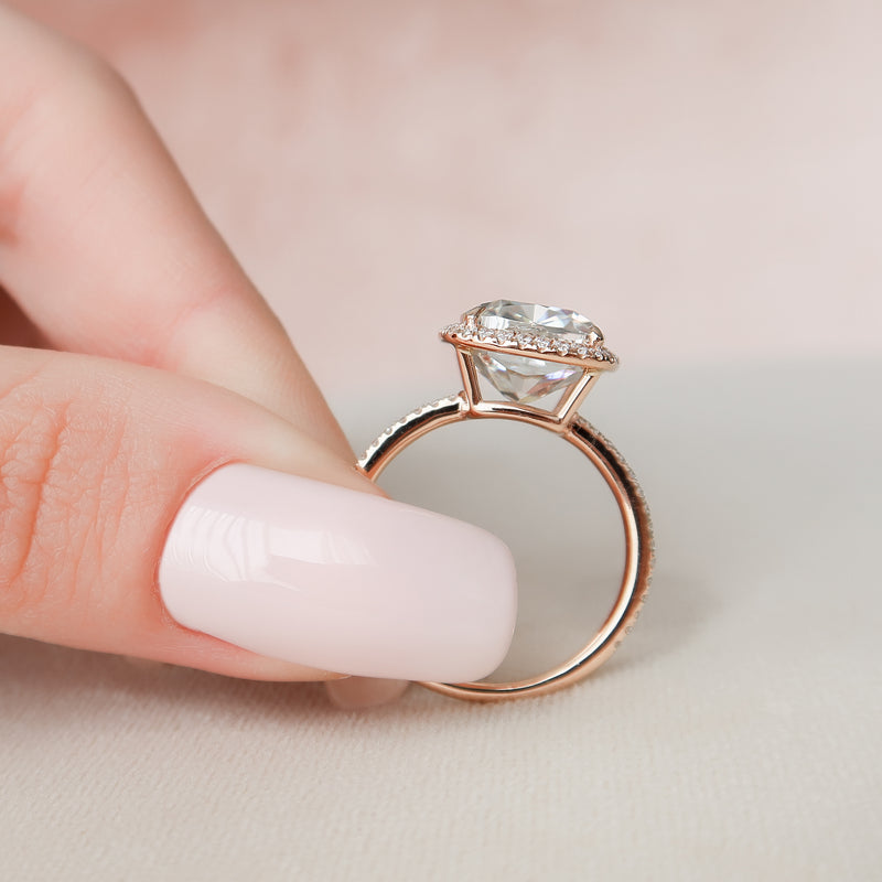 3.0CT Cushion Lab Grown E/VVS2 Diamond Halo Engagement Ring