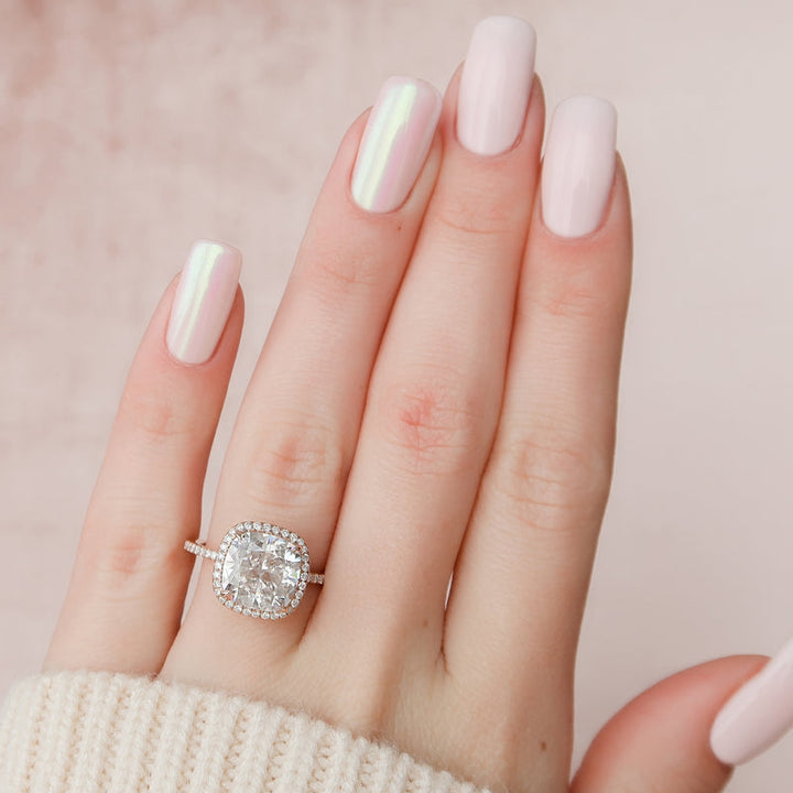 3.0CT Cushion Lab Grown E/VVS2 Diamond Halo Engagement Ring