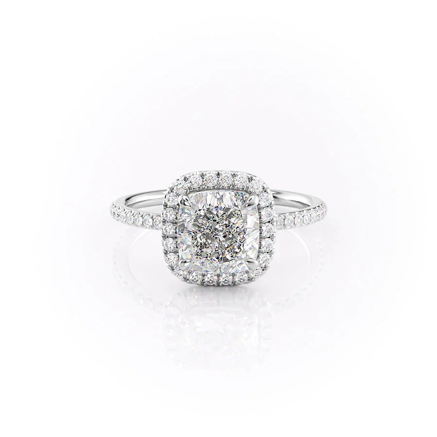 3.0CT Cushion Lab Grown E/VVS2 Diamond Halo Engagement Ring