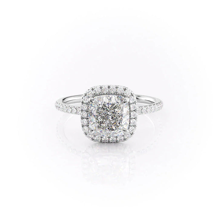3.0CT Cushion Lab Grown E/VVS2 Diamond Halo Engagement Ring
