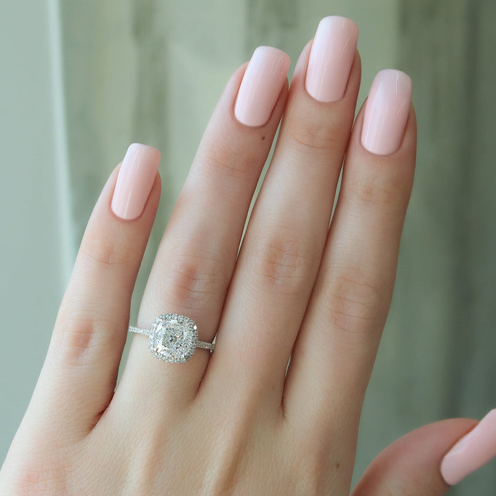 3.0CT Cushion Lab Grown E/VVS2 Diamond Halo Engagement Ring