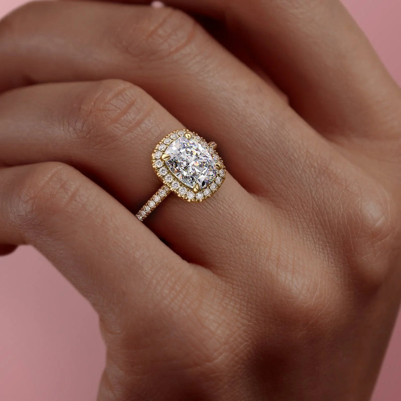3.50CT Cushion Lab Grown E/VS2 Diamond Halo Engagement Ring
