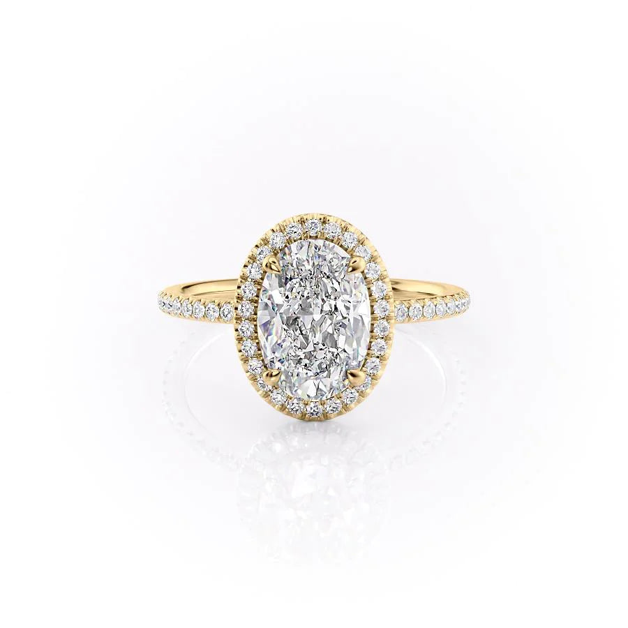 3.0CT Oval Lab Grown E/VVS1 halo Diamond Pave Engagement Ring