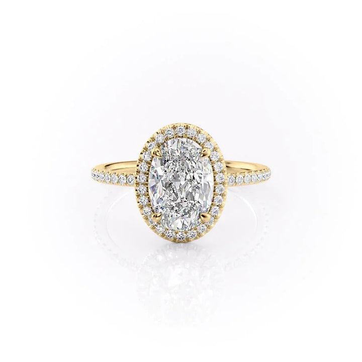 3.0CT Oval Lab Grown E/VVS1 halo Diamond Pave Engagement Ring