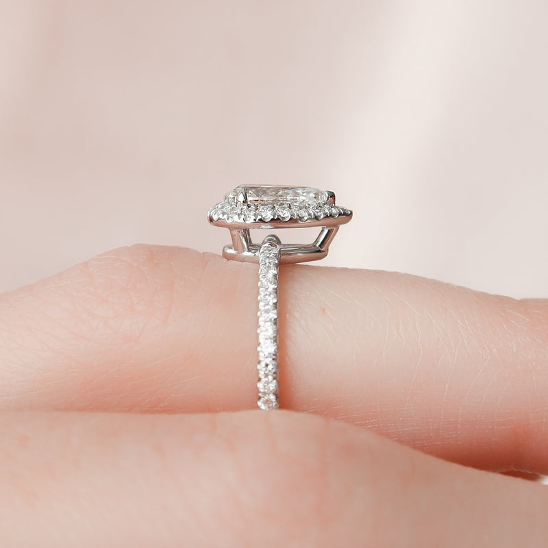 3.50CT Pear Lab Grown F/VS2 Halo Diamond Engagement Ring