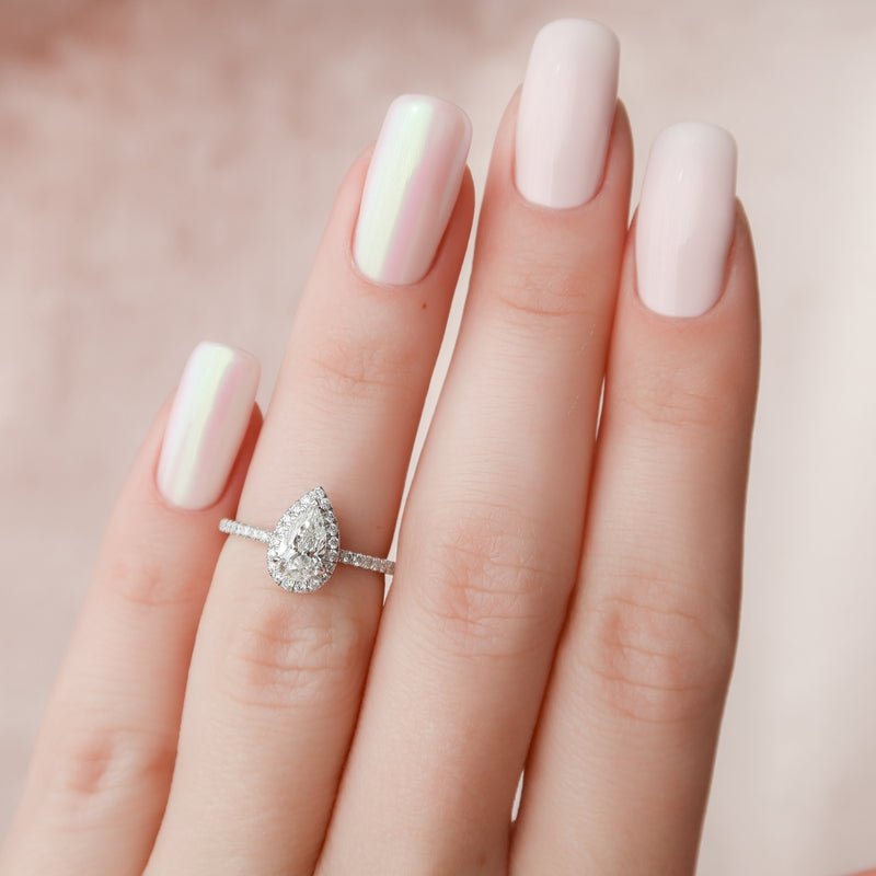 3.50CT Pear Lab Grown F/VS2 Halo Diamond Engagement Ring