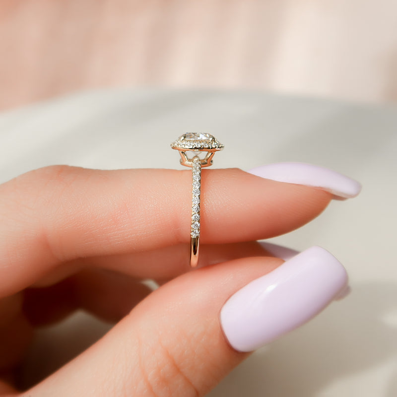 1.50CT Round Lab Grown F/VS1 Halo Diamond Engagement Ring