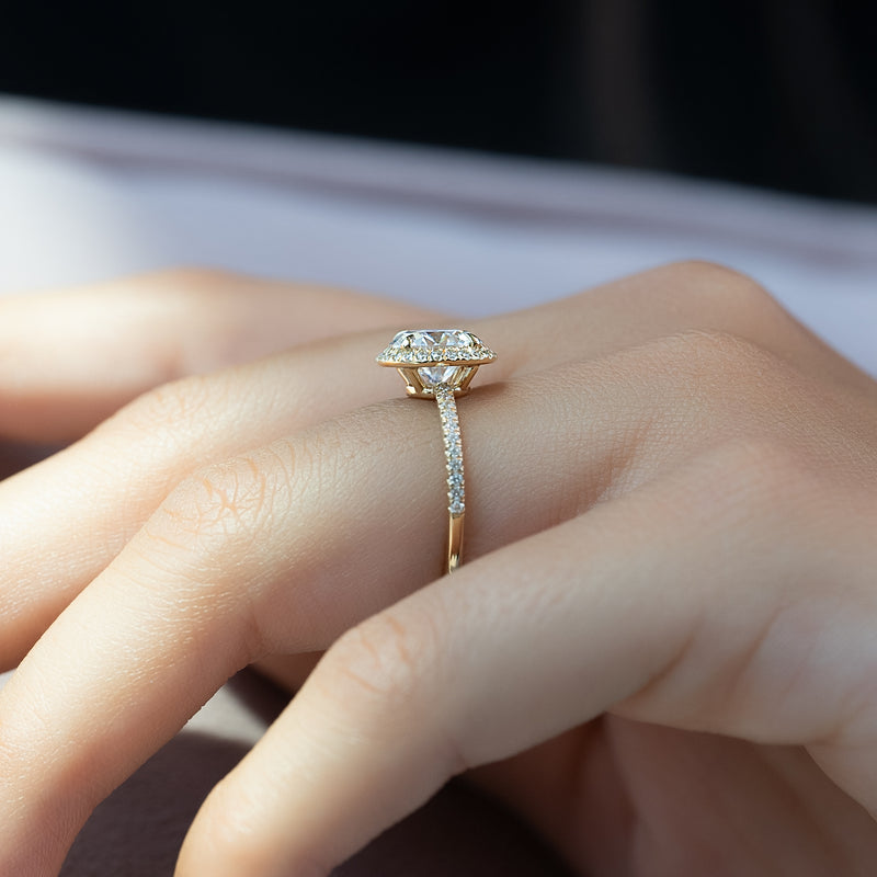 1.50CT Round Lab Grown F/VS1 Halo Diamond Engagement Ring