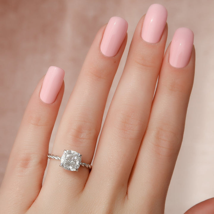 3.0CT Cushion Lab Grown E/VVS1 Diamond Braided Pave Engagement Ring