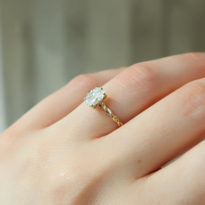 2.50CT Oval Lab Grown F/VS2 Bridge Diamond Braided Engagement Ring
