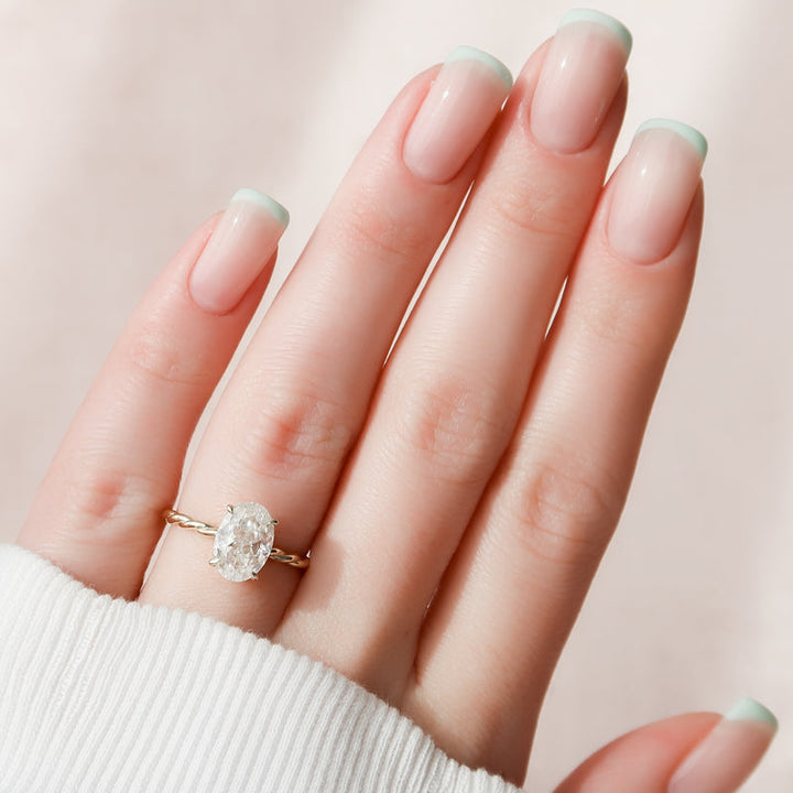 2.50CT Oval Lab Grown F/VS2 Bridge Diamond Braided Engagement Ring