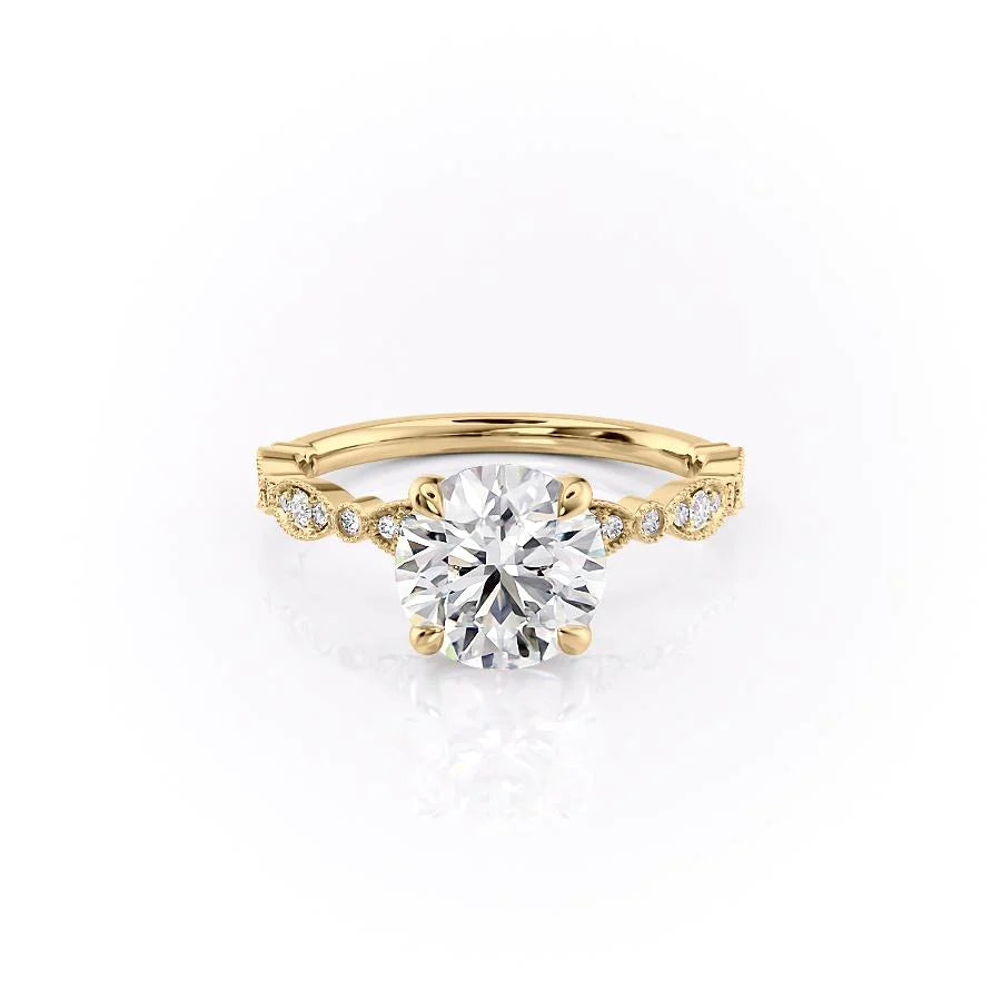 1.50CT Round Lab Grown E/VS1 Diamond Vintage Pave Engagement Ring