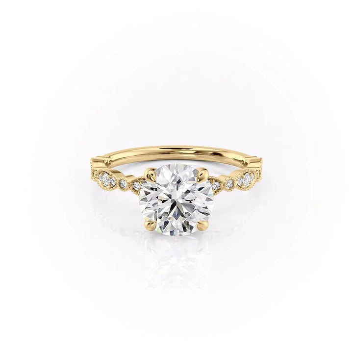 1.50CT Round Lab Grown E/VS1 Diamond Vintage Pave Engagement Ring