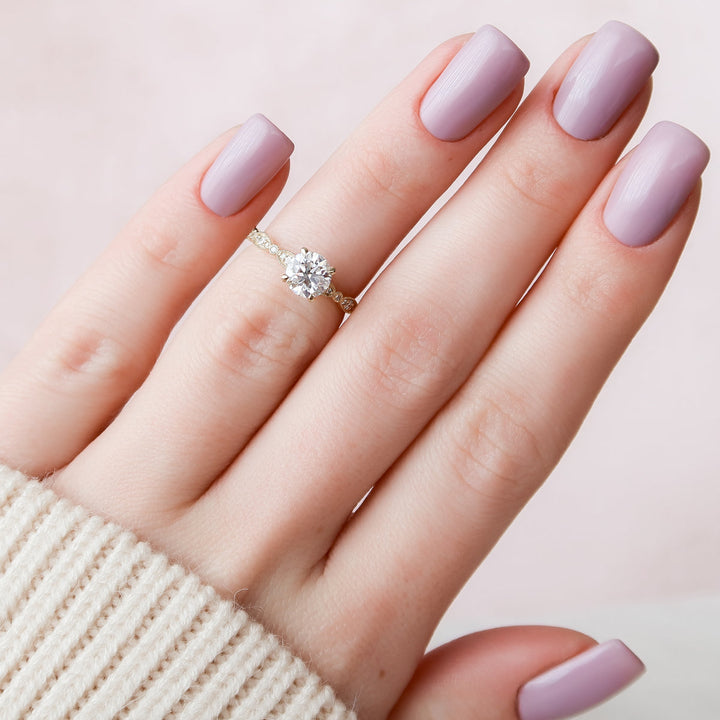 1.50CT Round Lab Grown E/VS1 Diamond Vintage Pave Engagement Ring