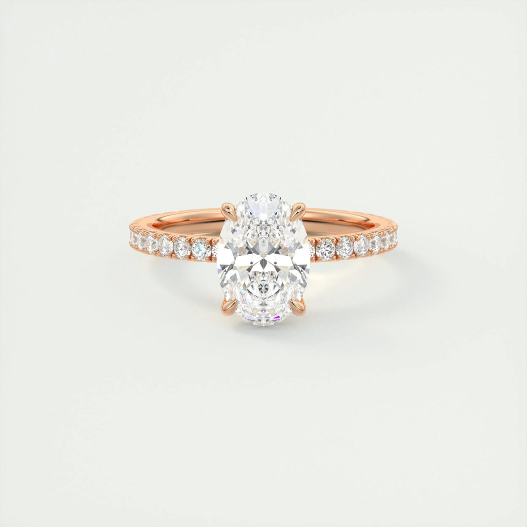 1.5ct Oval F- VS1 Diamond Pave Engagement Ring